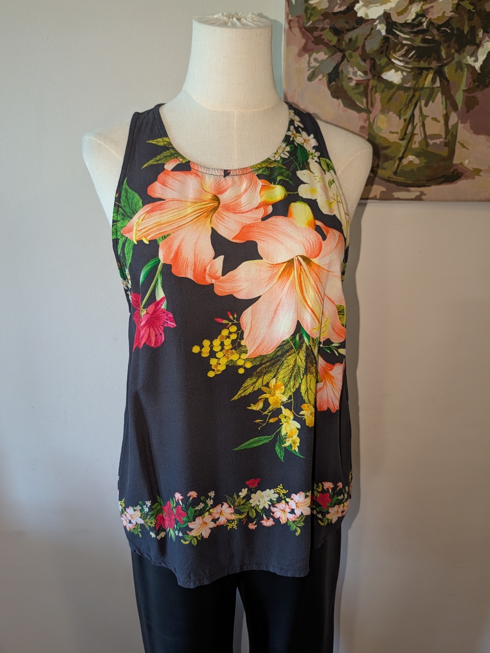 FARM Rio Black 'Regata Floralia' Sleeveless Floral Top